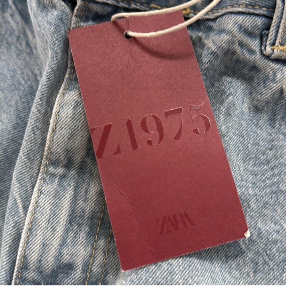 ZARA Z1975 mid rise relaxed fit turn up hem jeans - Picture 6 of 9
